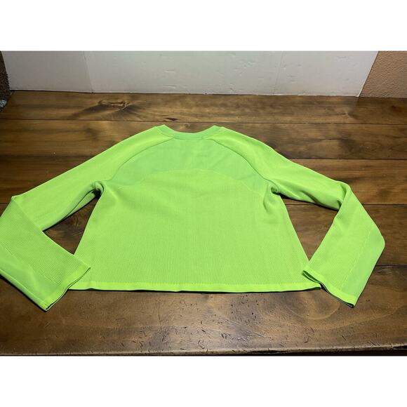 Athleta Neon Green Small Turbo Seamless Long Sleeve Sweatshirt Crop - Picture 8 of 9
